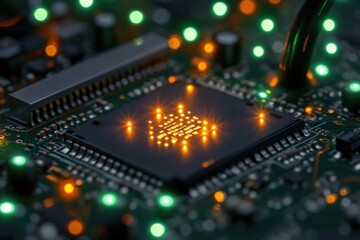 computer chip on circuit board