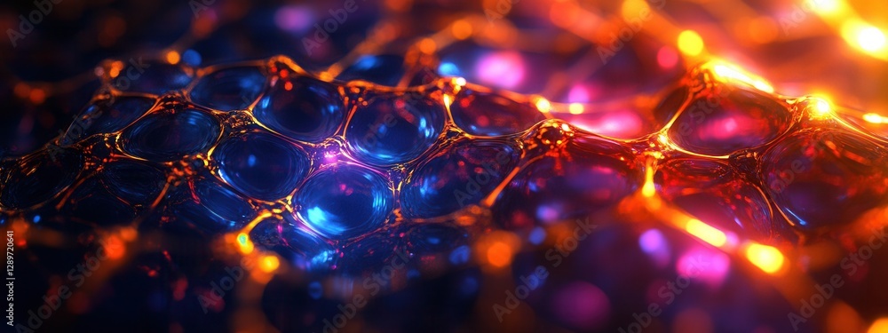 Poster abstract colorful background with light reflections and bubbles in 3d style for creative projects