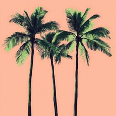 Silhouetted palm trees on pastel peach background