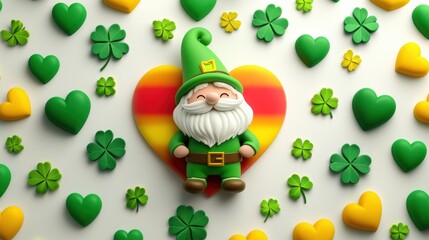 Cute Leprechaun fairy and green decorations of St. Patrick’s Day.