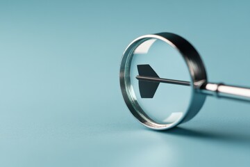 Magnifying Glass Arrow on Blue Background