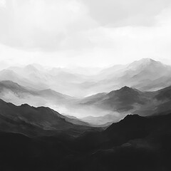Fototapeta premium Misty peaks in grayscale