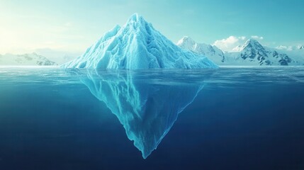 Stunning Iceberg Reflections in Crystal Clear Arctic Waters Surrounded by Majestic Snow-Capped Mountains