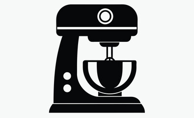 Electric mixer silhouette, kitchen appliance icon, stand mixer vector