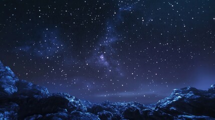 Expansive Night Sky with Stars Over Rocky Landscape and Cosmic Wonders Illuminating the Darkness