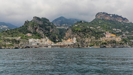 Atrani Town at Amalfi Coast in Italy Travel Panorama