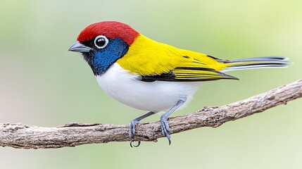 Fototapeta premium Colorful bird perched on branch nature wildlife photography outdoor close-up