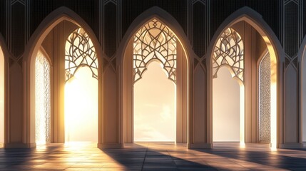Elegant Architectural Arches with Sunlight in a Modern Interior Space
