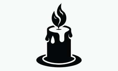 Candle silhouette, black vector icon, burning wax illustration