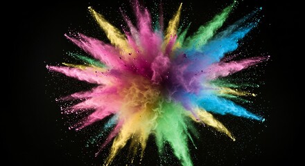 Obraz premium High-speed capture of colorful powder explosion creating a dynamic effect