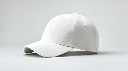 Fototapeta premium White Textured Baseball Cap on Grey Background
