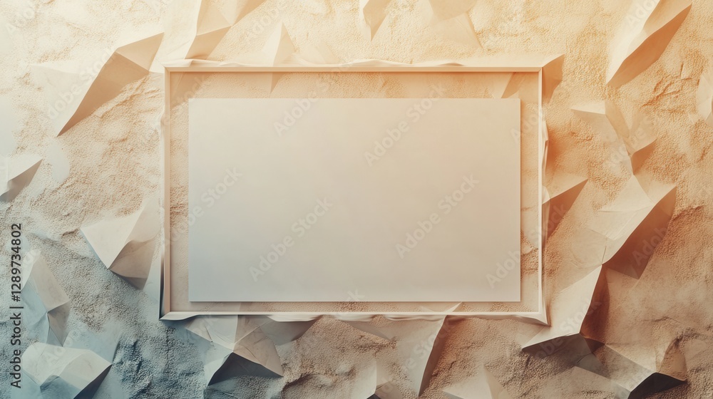 Aufkleber modern minimalist frame on textured background with crumpled paper, ideal for displaying artwork or 