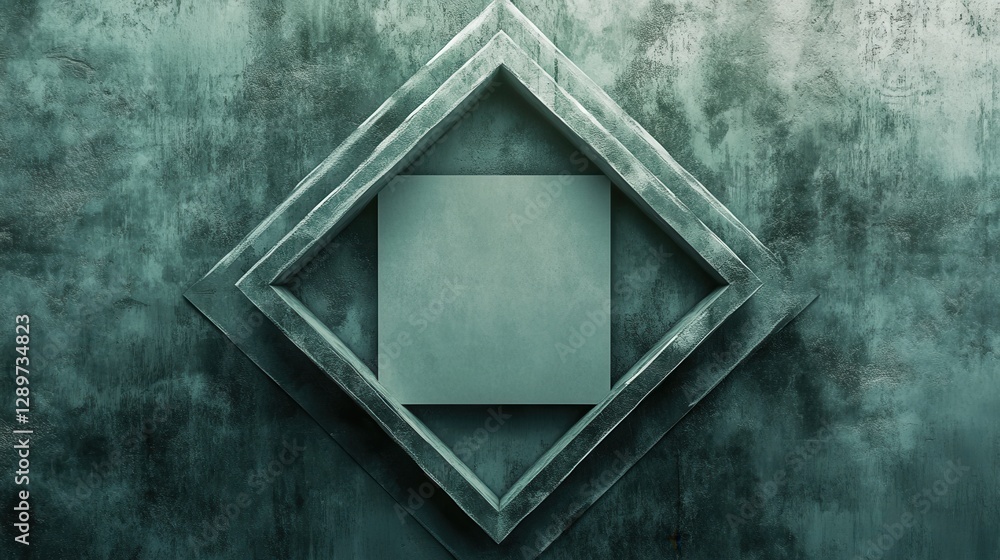 Poster abstract design featuring layered green shapes with geometric forms and textured backgrounds for art
