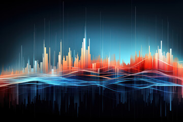 A Digital waves representing energy in abstract cityscape