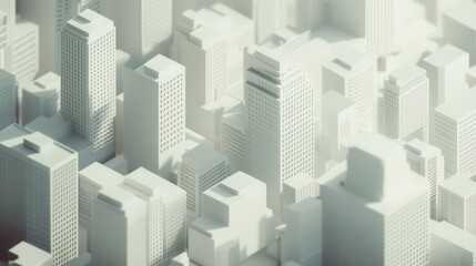 Obraz premium Detailed Miniature Model of Urban Cityscape with Skyscrapers and Buildings in White Color Palette