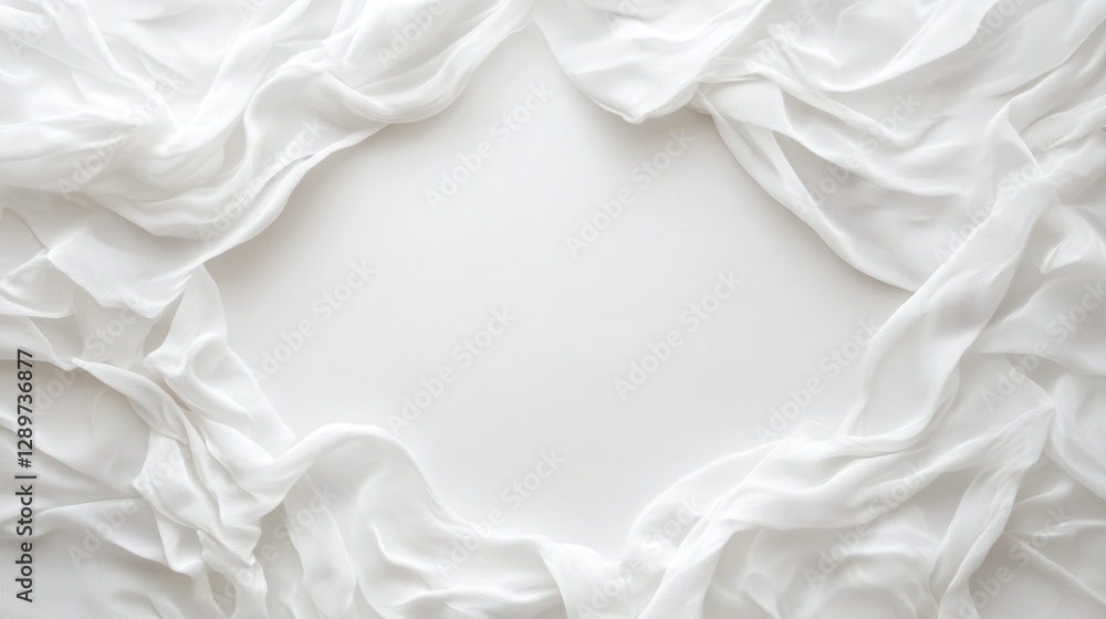 Aufkleber soft white sheer fabric background with flowing drapes and textured layers for elegant designs and c