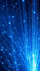  Abstract Blue Fiber Optic Light Spots Forming a Digital Starry Night for Sci Fi Background