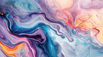 A Fluid art featuring vibrant abstract shapes and colors