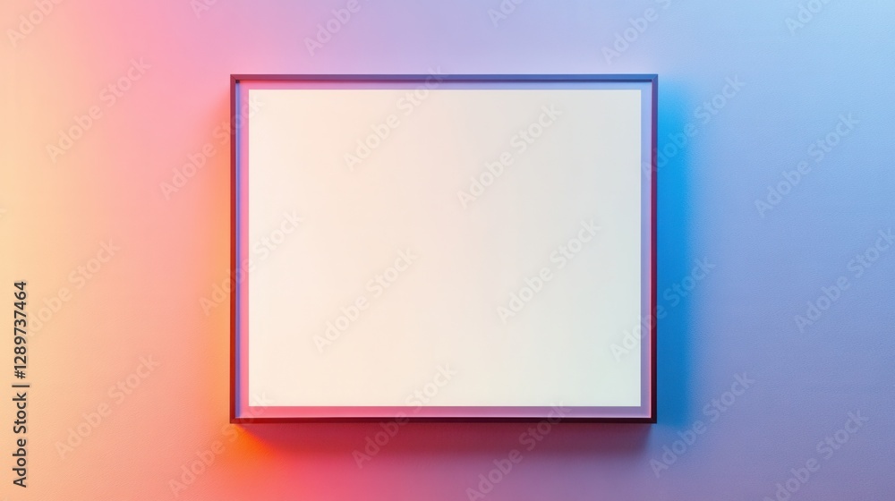 Poster minimalistic empty frame on colorful background in contemporary artistic style for modern design con