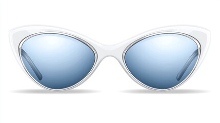 White cat-eye sunglasses, studio shot,  isolated, fashion
