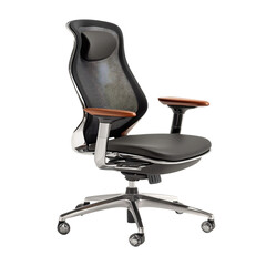 A Sleek Ergonomic Desk Chair with Lumbar Support Isolated on Transparent Background