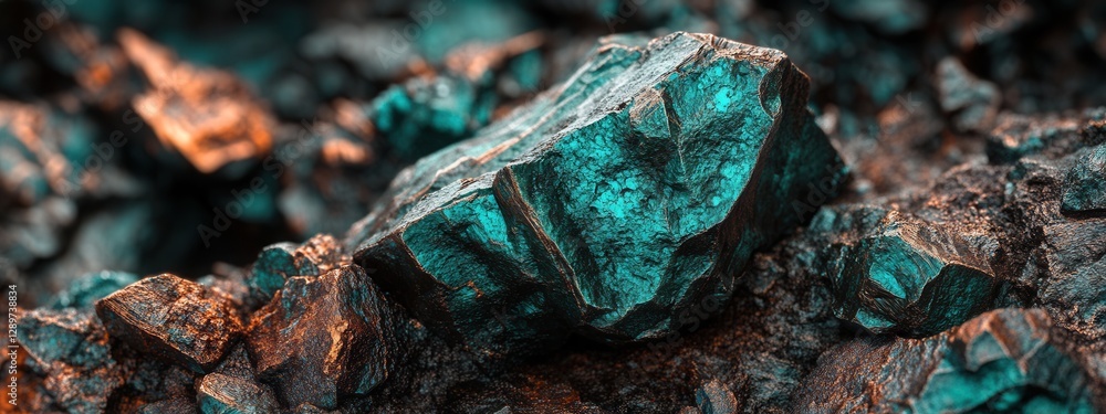 Aufkleber stunning close-up of vibrant mineral rock with unique patterns and textures on dark background