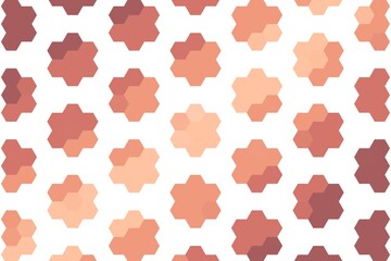 Soft brown and pink hexagonal flower pattern with a geometric floral arrangement. Abstract decorative design concept