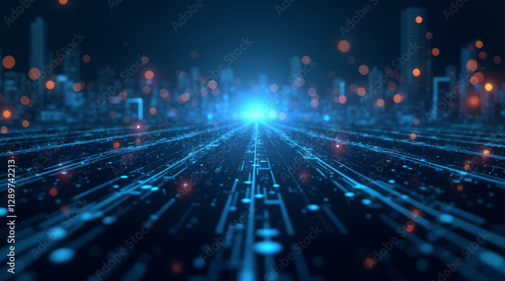 Poster abstract futuristic background on the theme of artificial intelligence and technology