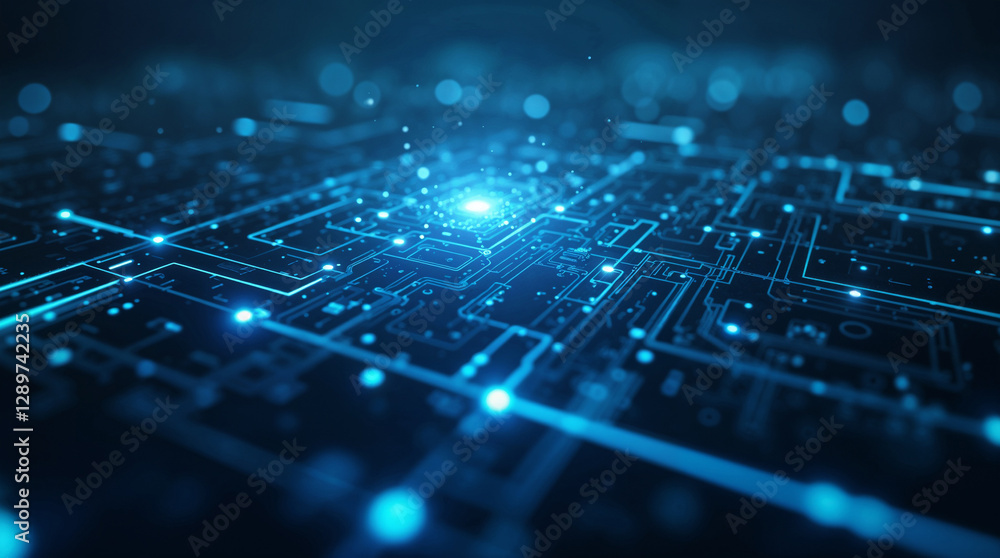 Poster abstract futuristic background on the theme of artificial intelligence and technology