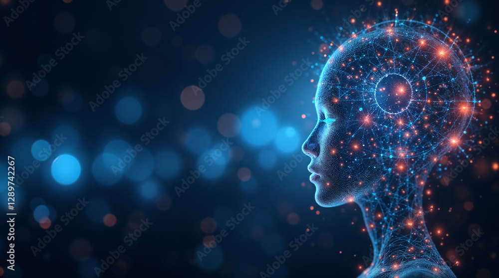 Aufkleber abstract futuristic background on the theme of artificial intelligence and technology