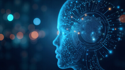 Abstract futuristic background on the theme of artificial intelligence and technology