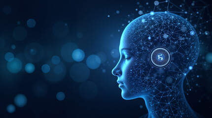 Obraz premium Abstract futuristic background on the theme of artificial intelligence and technology