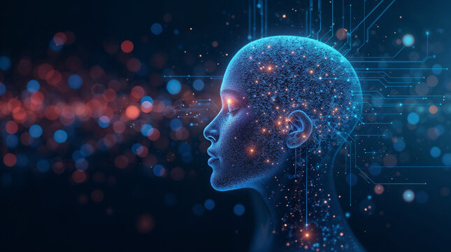 Abstract futuristic background on the theme of artificial intelligence and technology