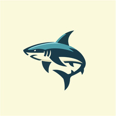 A simple and minimalist illustration of a shark with clean lines and a modern aesthetic. Perfect for creative projects, logos, and educational materials.