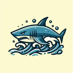 Fototapeta premium A simple and minimalist illustration of a shark with clean lines and a modern aesthetic. Perfect for creative projects, logos, and educational materials.