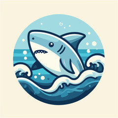 A simple and minimalist illustration of a shark with clean lines and a modern aesthetic. Perfect for creative projects, logos, and educational materials.