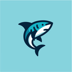 A simple and minimalist illustration of a shark with clean lines and a modern aesthetic. Perfect for creative projects, logos, and educational materials.