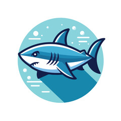 A simple and minimalist illustration of a shark with clean lines and a modern aesthetic. Perfect for creative projects, logos, and educational materials.