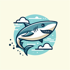 A simple and minimalist illustration of a shark with clean lines and a modern aesthetic. Perfect for creative projects, logos, and educational materials.