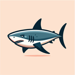 Fototapeta premium A simple and minimalist illustration of a shark with clean lines and a modern aesthetic. Perfect for creative projects, logos, and educational materials.