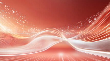 Red background glowing lines abstract technology background