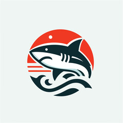 A simple and minimalist illustration of a shark with clean lines and a modern aesthetic. Perfect for creative projects, logos, and educational materials.