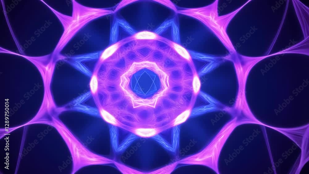 Poster mesmerizing kaleidoscope pattern abstract design with symmetrical star, radiating energy and light i