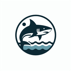 Obraz premium A minimalist and simple shark illustration with a sleek design. Ideal for branding, digital artwork, or educational content.