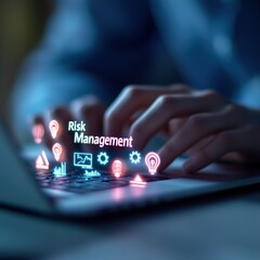Risk Management Concept on Laptop Keyboard