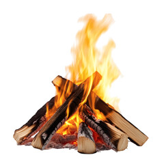 A Gentle Warm Orange Flame from a Campfire Isolated on Transparent Background