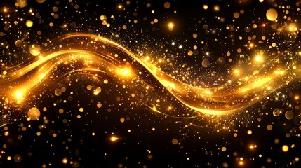 Golden light streaks and sparks against a dark background