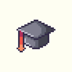 Obraz premium this is a graduate cap icon in pixel art with colorful color,this item good for presentations,stickers, icons, t shirt design,game asset,logo and project.