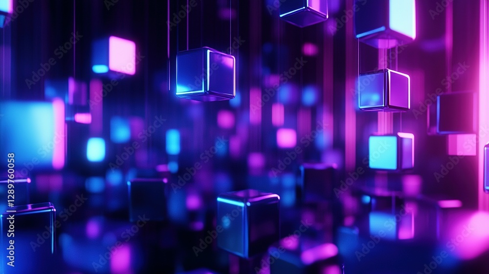 Aufkleber floating glowing cubes create an abstract futuristic or digital display