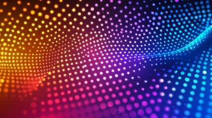 Fototapeta premium The colorful illuminated dotted pattern flows across the screen gently